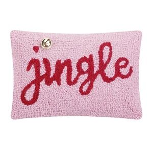 NWT Peking Handicraft Kate Nelligan Pink Hook ‘Jingle’ Bell Pillow Christmas